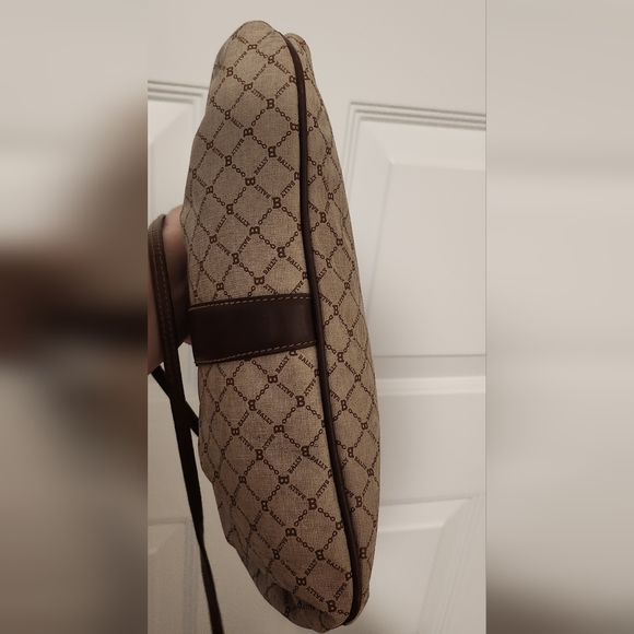 Vintage Bally Monogram Coated Canvas & Leather Shoulder Bag 12" X 7" - Picture 7 of 16